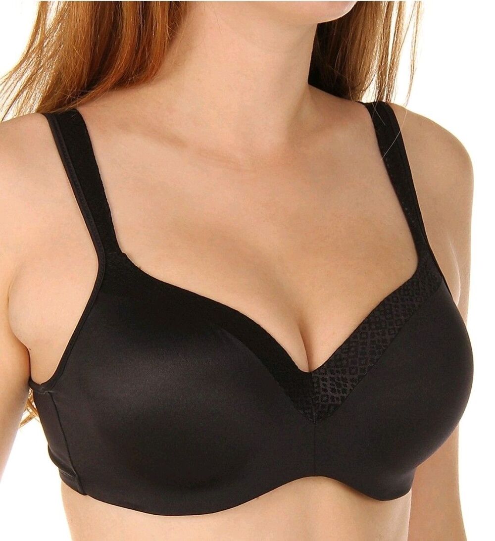 Playtex 44DD Love My Curves Balconette Underwire Bra 4823 Molded Cups Black $46